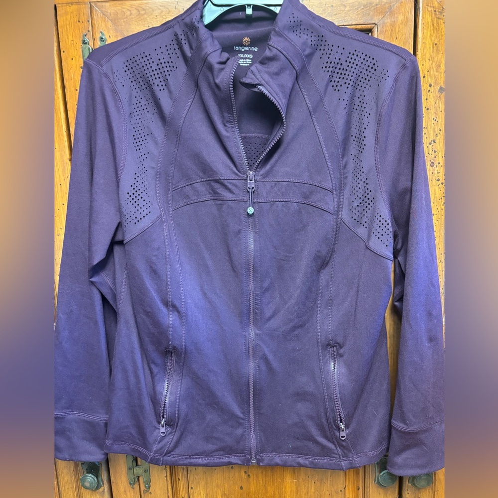 Eggplant colored  brand zip front athletic running  jacket 2X
